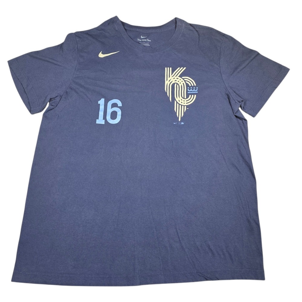 Nike Kansas City Royals Andrew Benintendi 16 Navy Blue MLB Player Tee Mens Large
